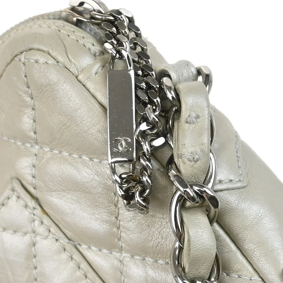 Chanel 2006-2008 Light Gray Calfskin Cambon Ligne Handbag - Image 6