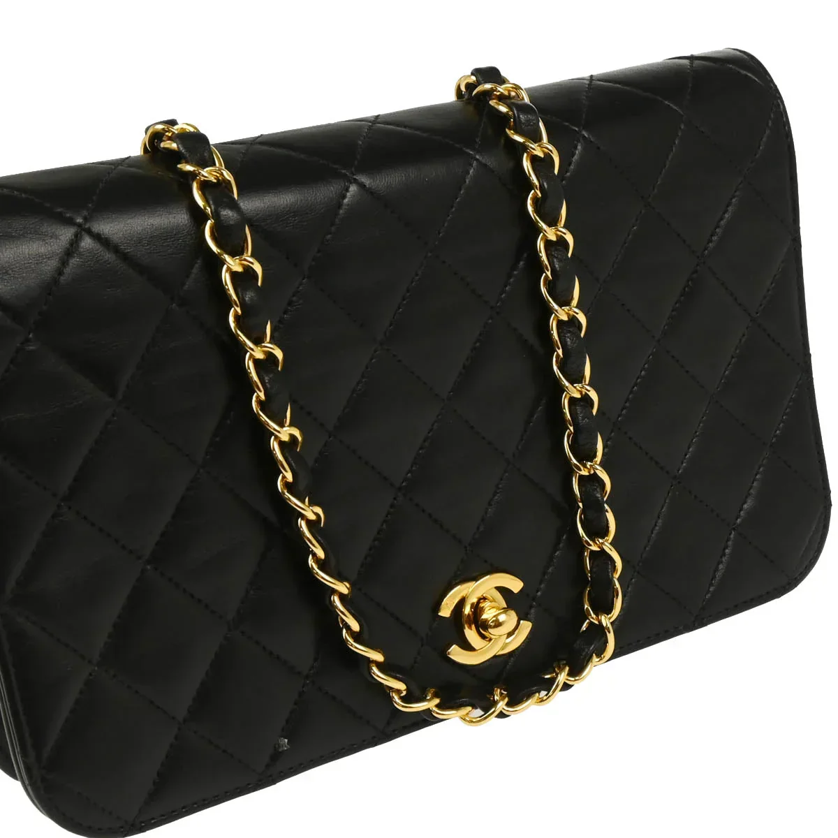 Chanel 2005-2006 Black Lambskin Turnlock Small Full Flap Shoulder Bag - Image 3