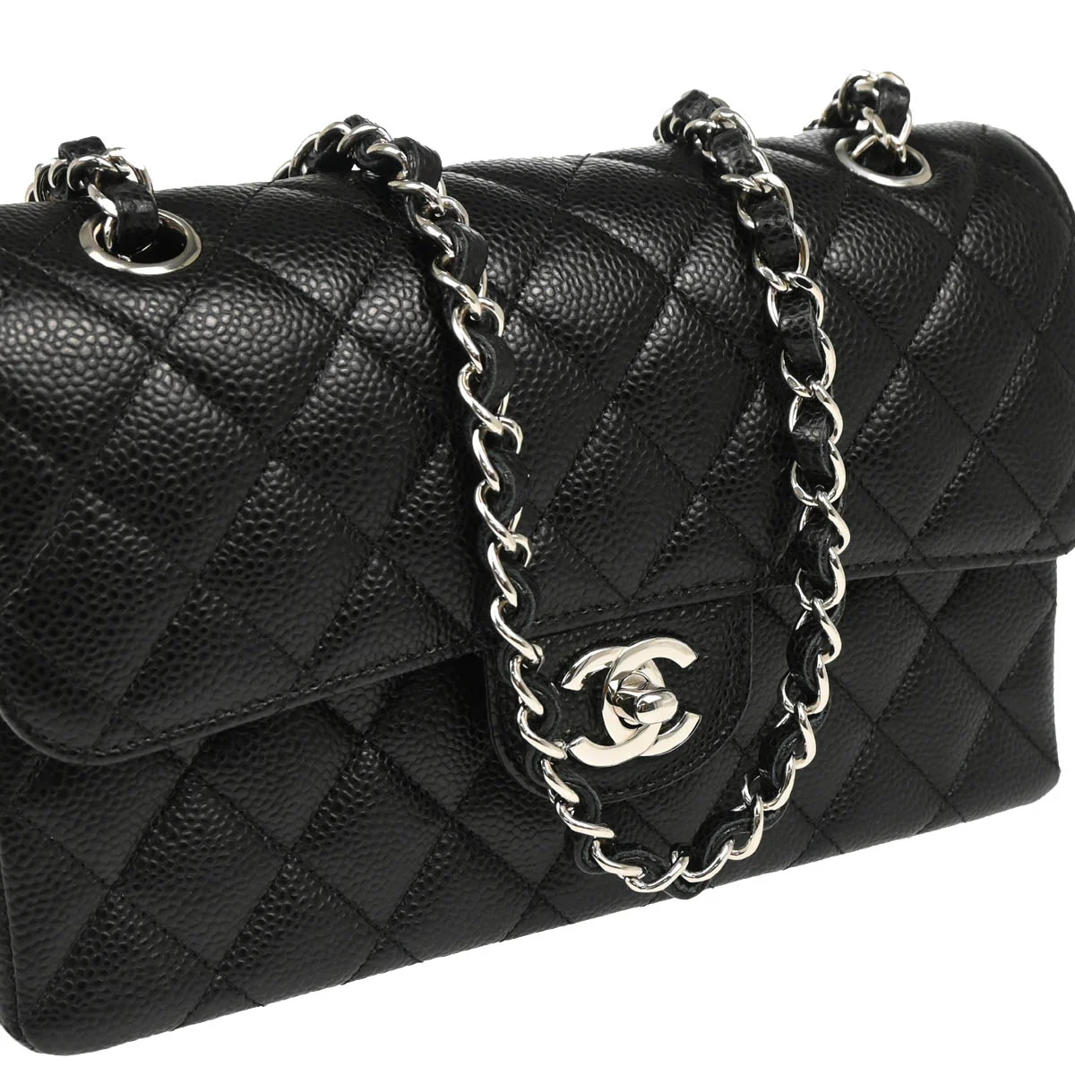 Chanel 2019 Black Caviar Small Classic Double Flap Shoulder Bag - Image 3