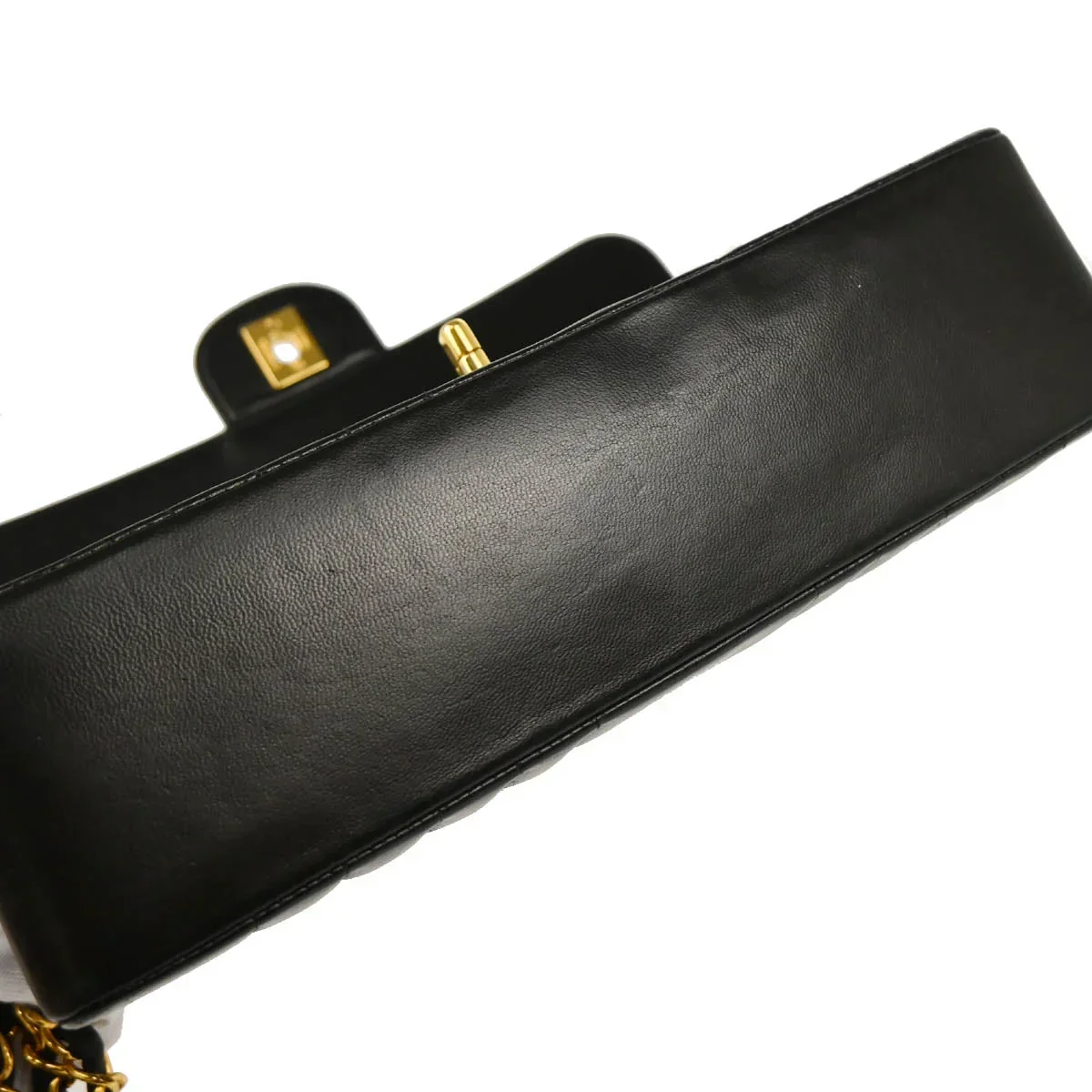 Chanel 1991-1994 Black Lambskin Vertical Stitch Single Flap Shoulder Bag - Image 5
