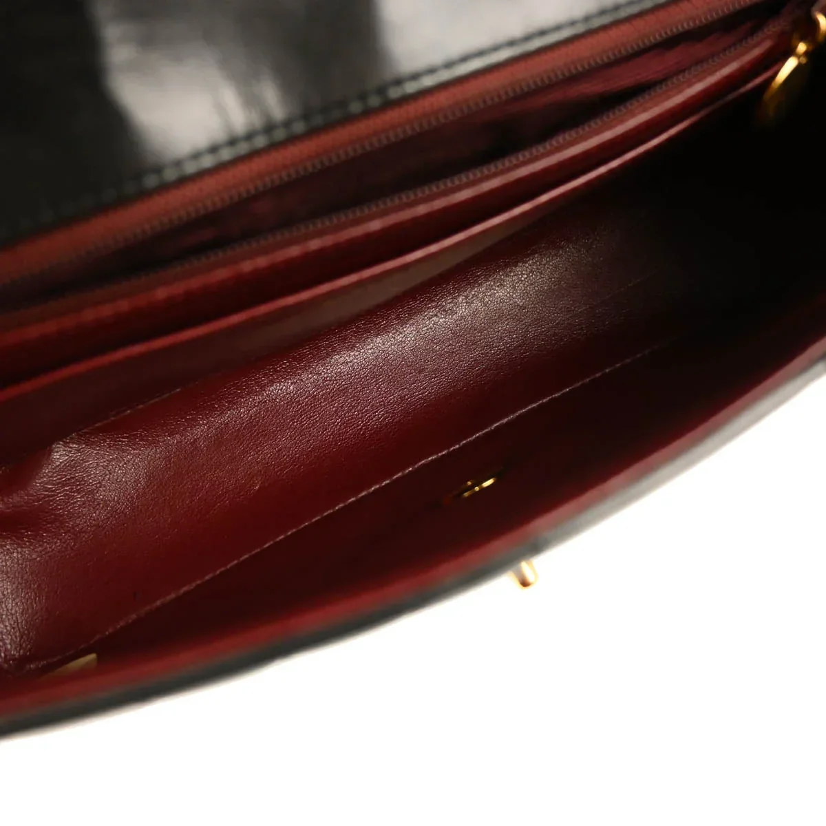 Chanel 1991-1994 Black Lambskin Vertical Stitch Single Flap Shoulder Bag - Image 9