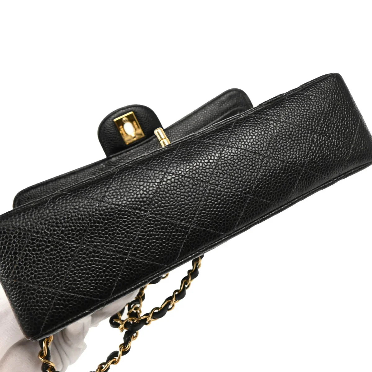 Chanel 2001-2003 Black Caviar Small Classic Double Flap Shoulder Bag - Image 5