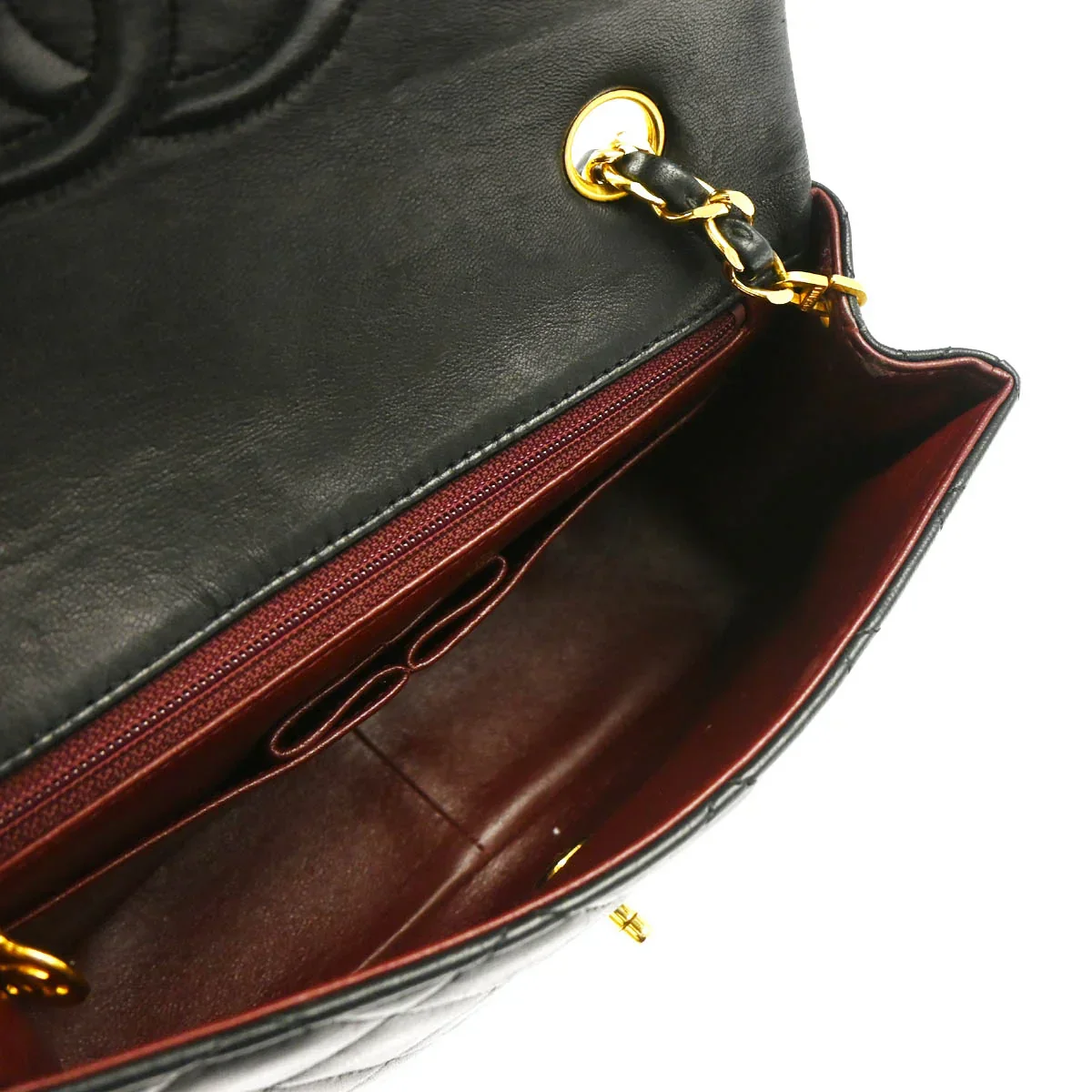 Chanel 1989-1991 Black Lambskin Classic Square Flap Shoulder Bag 20 - Image 4