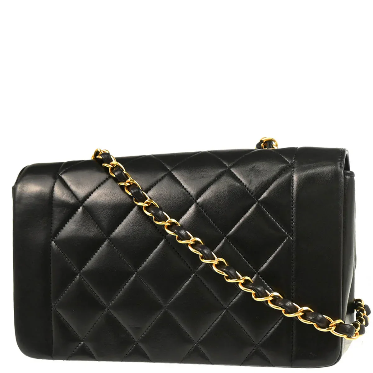Chanel 1994-1996 Black Lambskin Small Diana Shoulder Bag - Image 2