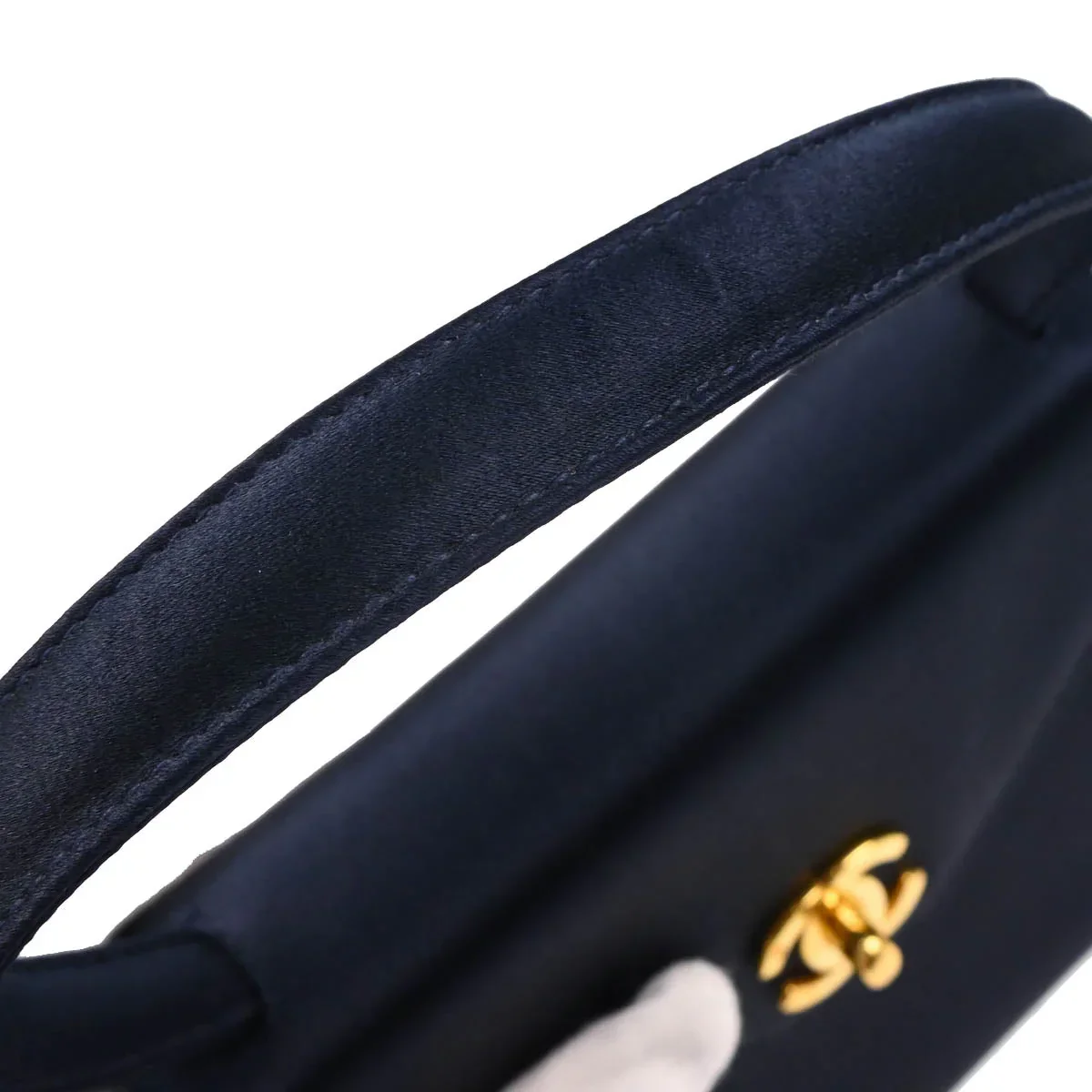 Chanel 1996-1997 Navy Satin Handbag - Image 6