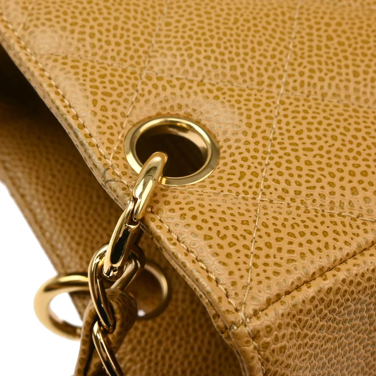 Chanel 2003-2004 Beige Caviar Petite Shopping Tote PST Chain Handbag - Image 7