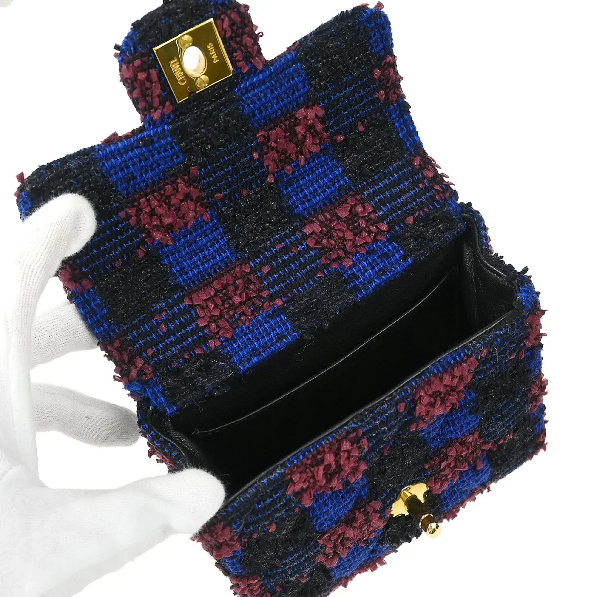 Chanel 1991-1994 Blue Tweed Classic Single Flap 2 in 1 Handbag Set - Image 6