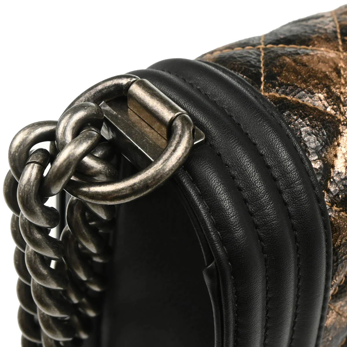 Boy Chanel 2018-2019 Black Bronze Lambskin Medium Shoulder Bag - Image 7