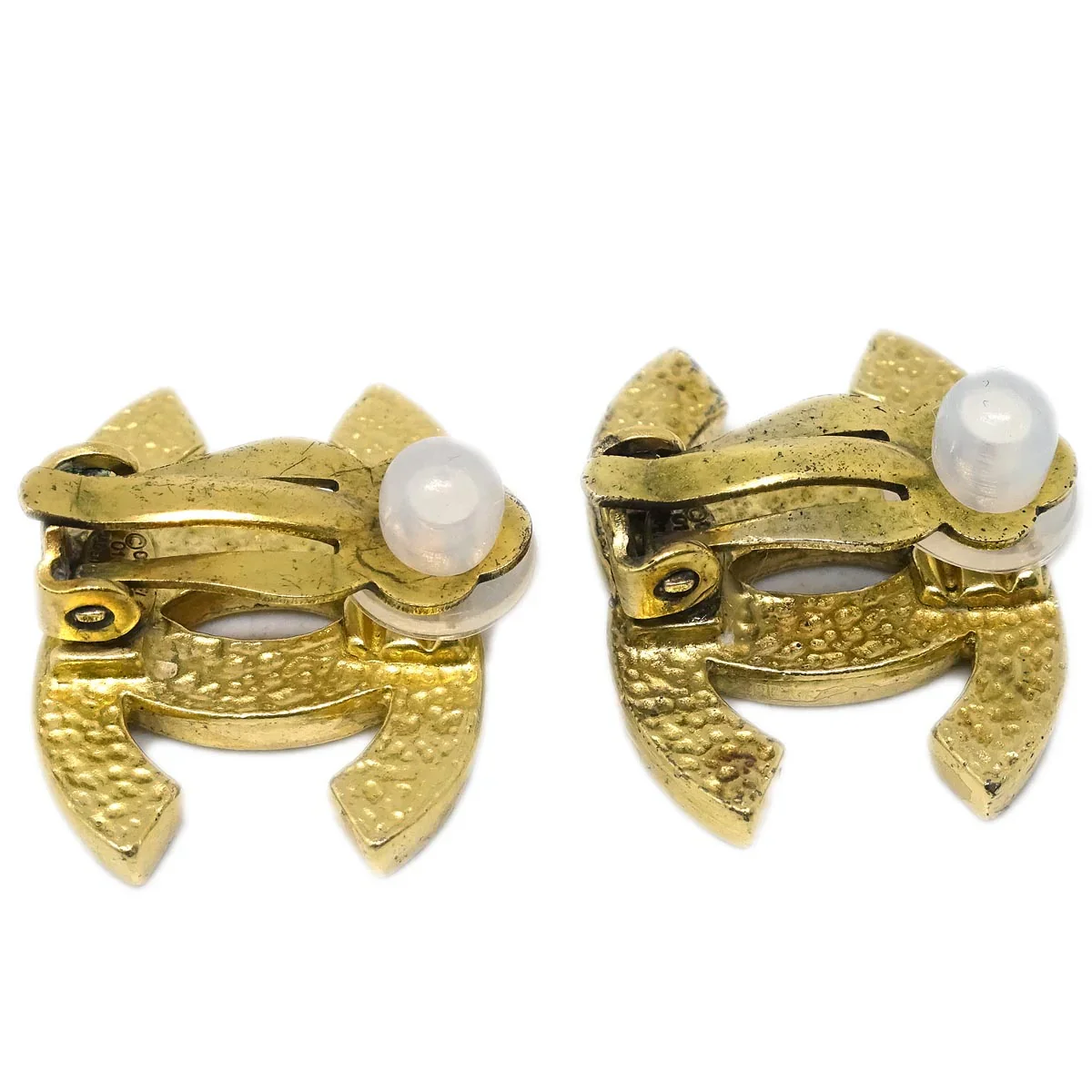 Chanel Gold CC Earrings Clip-On Rhinestone 01A - Image 3