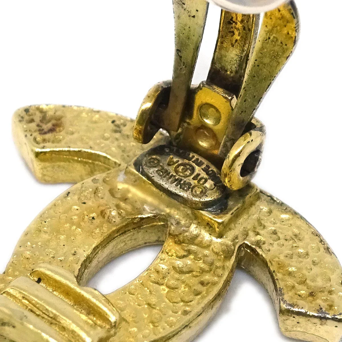 Chanel Gold CC Earrings Clip-On Rhinestone 01A - Image 4