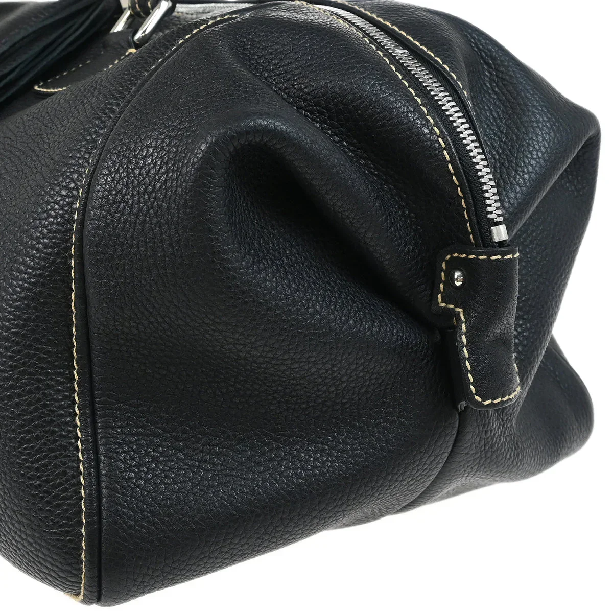 Chanel 2003-2004 Black Calfskin 2way Duffle Handbag - Image 4