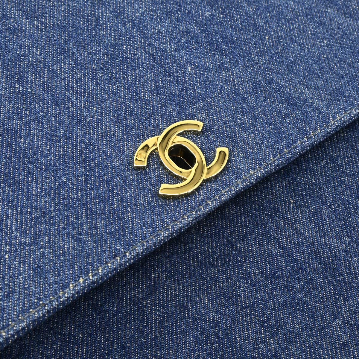 Chanel 1997-1999 Blue Denim Kelly Handbag - Image 7