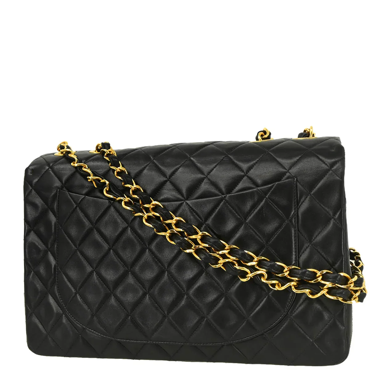 Chanel 1994-1996 Black Lambskin Maxi Classic Flap Shoulder Bag - Image 2
