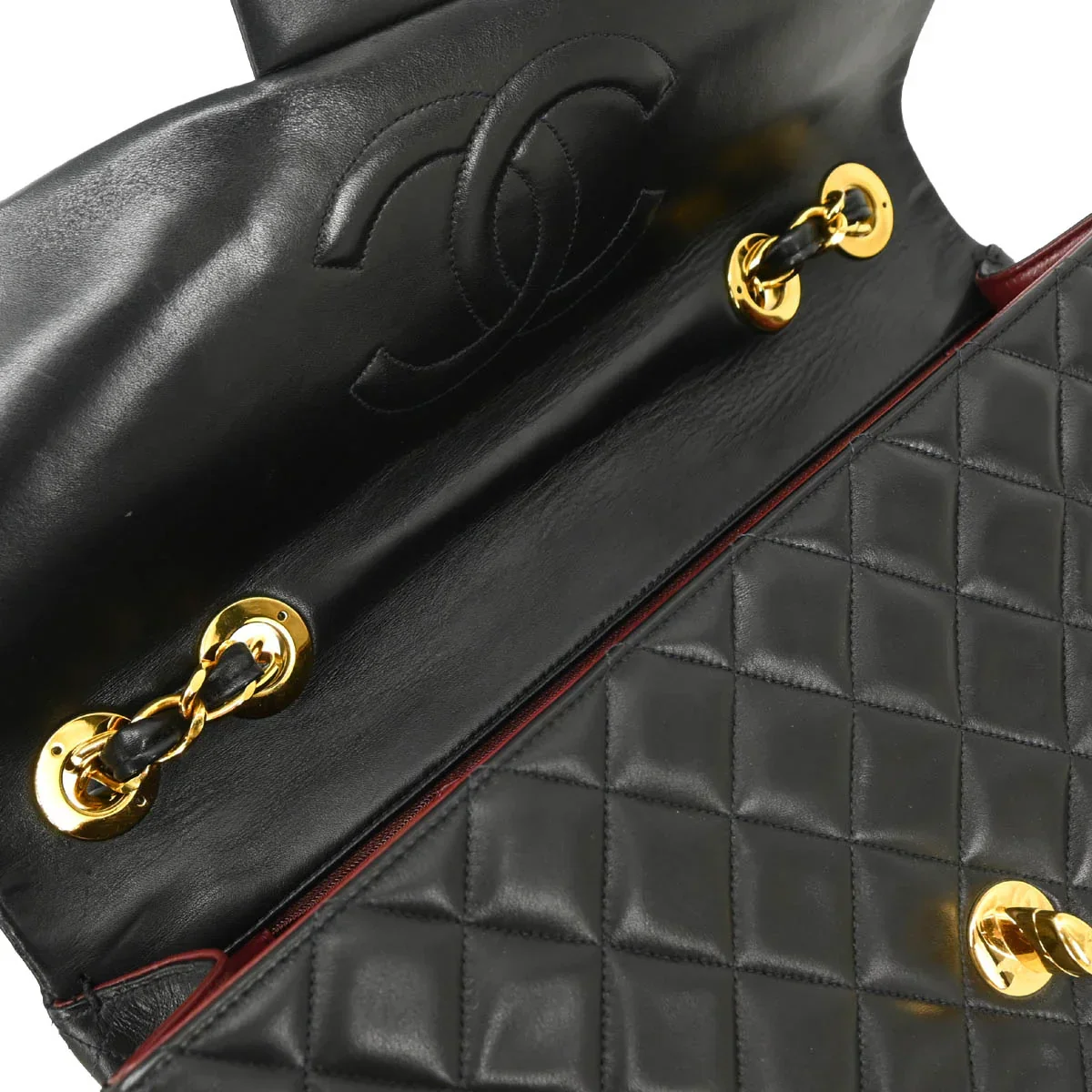 Chanel 1994-1996 Black Lambskin Maxi Classic Flap Shoulder Bag - Image 8
