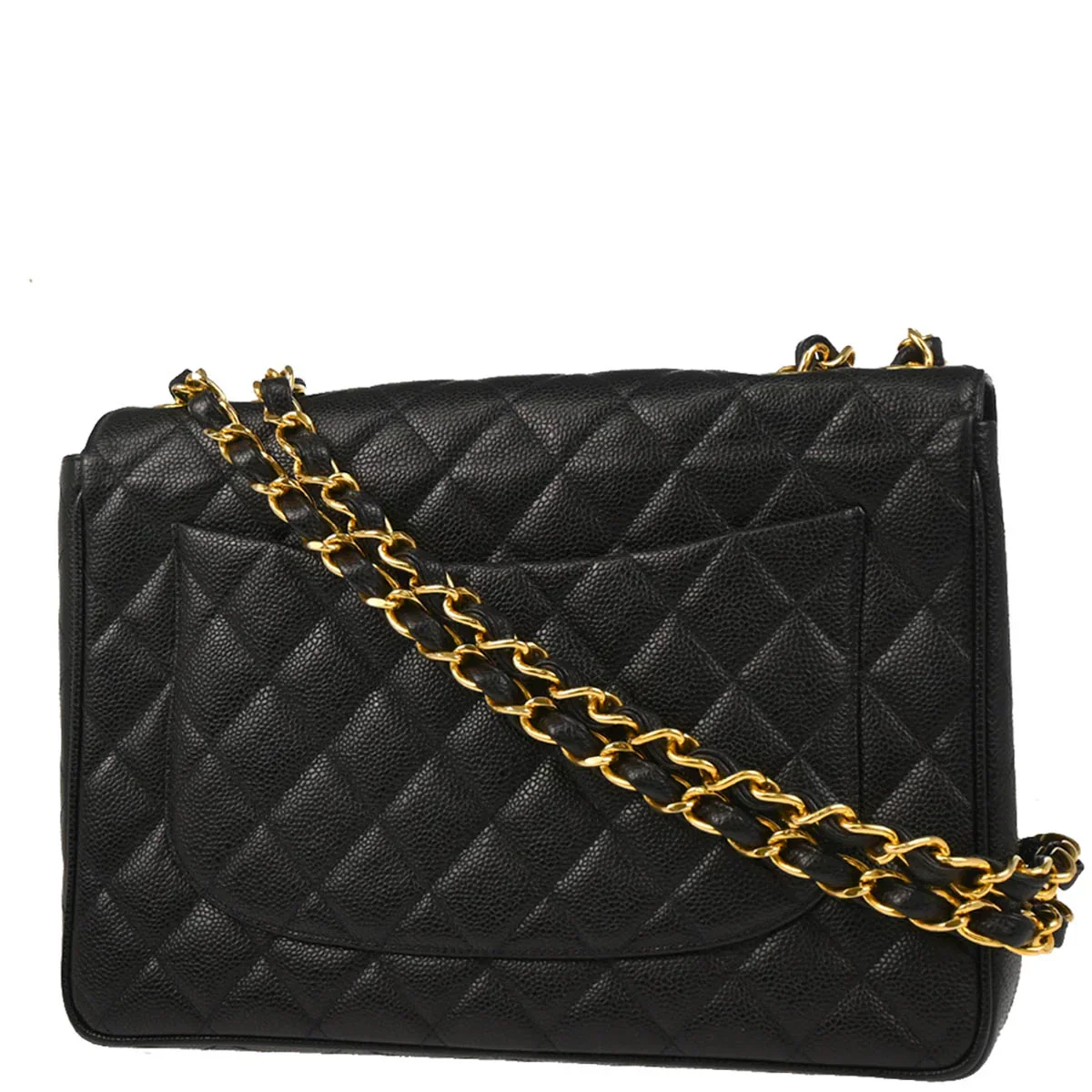 Chanel 1994-1996 Black Caviar Jumbo Classic Flap Bag - Image 2