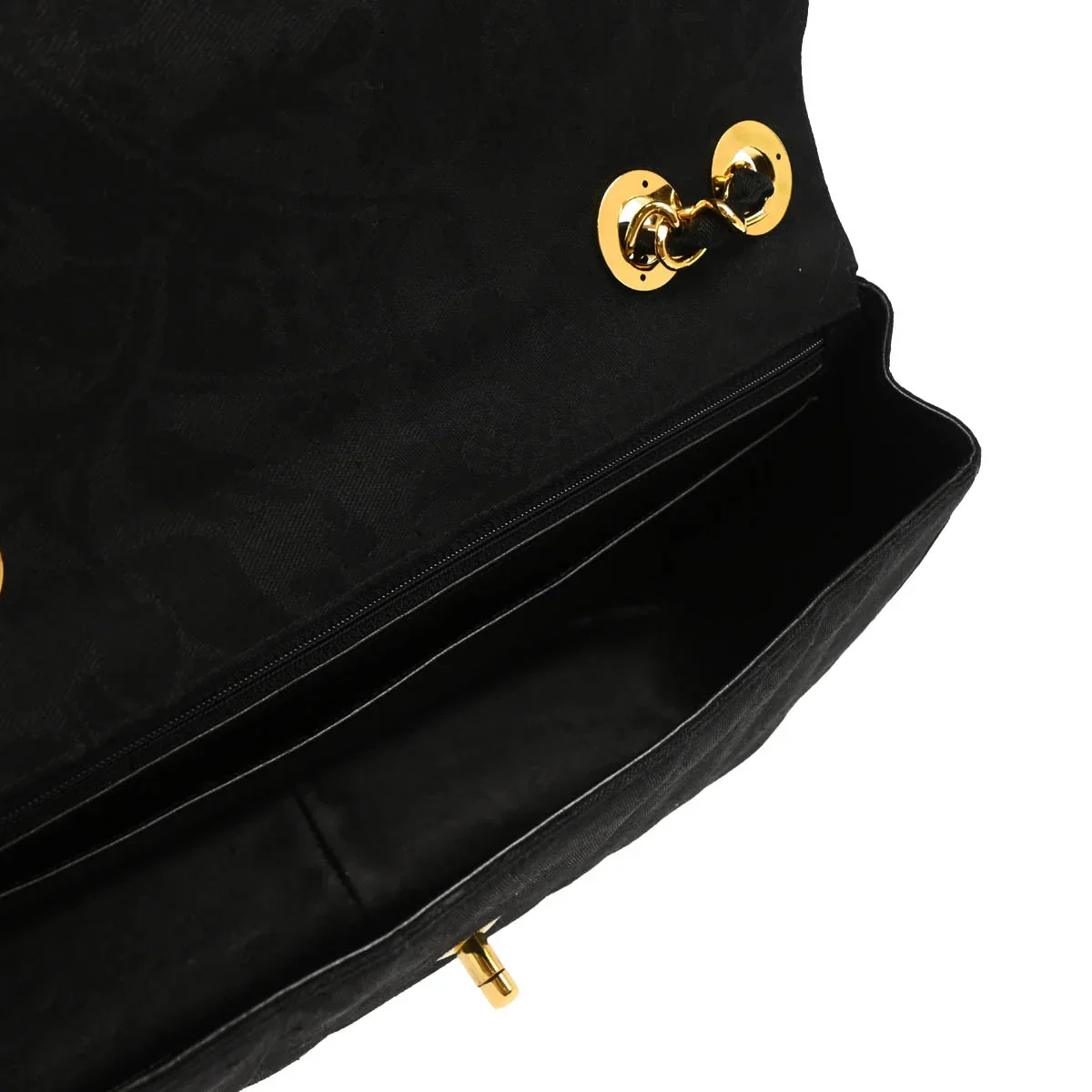 Chanel 1991-1994 Black Cotton Jumbo Mademoiselle Classic Flap Bag - Image 4