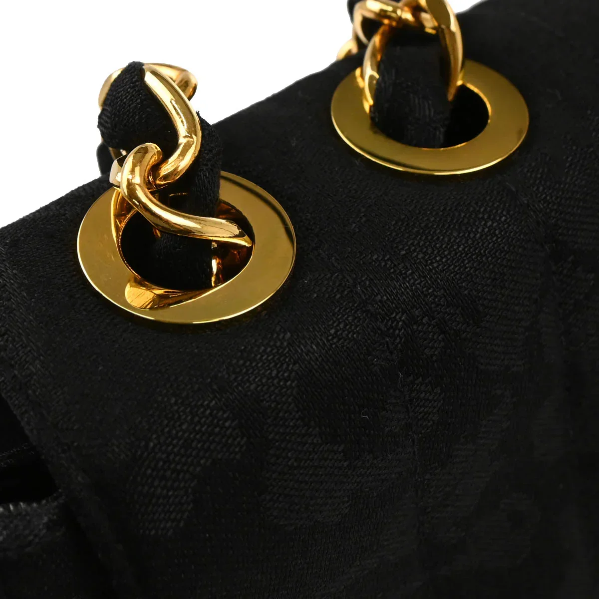 Chanel 1991-1994 Black Cotton Jumbo Mademoiselle Classic Flap Bag - Image 7