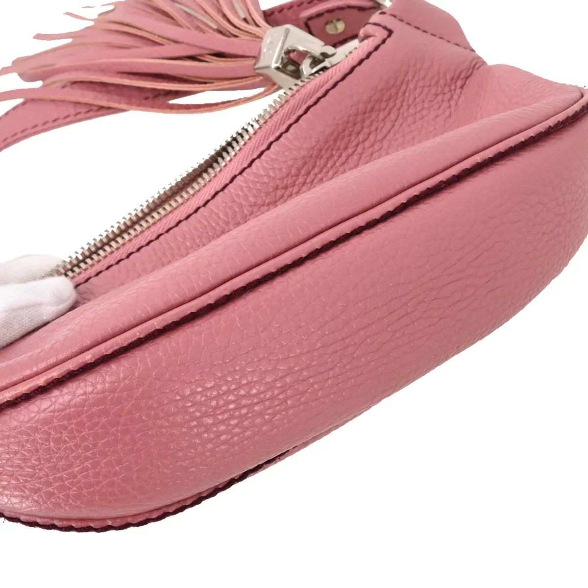 Chanel 2003-2004 Pink Calfskin Fringe Shoulder Bag - Image 5