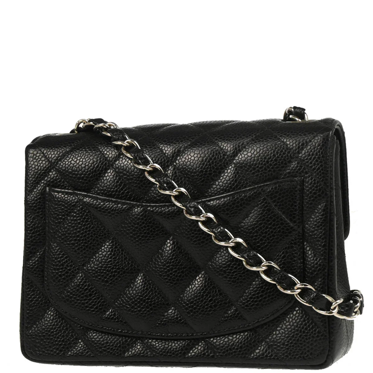 Chanel Black Caviar Mini Classic Square Flap Shoulder Bag - Image 2