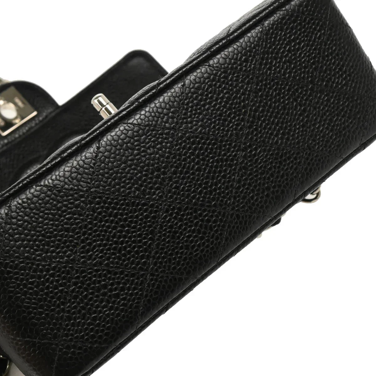 Chanel Black Caviar Mini Classic Square Flap Shoulder Bag - Image 4