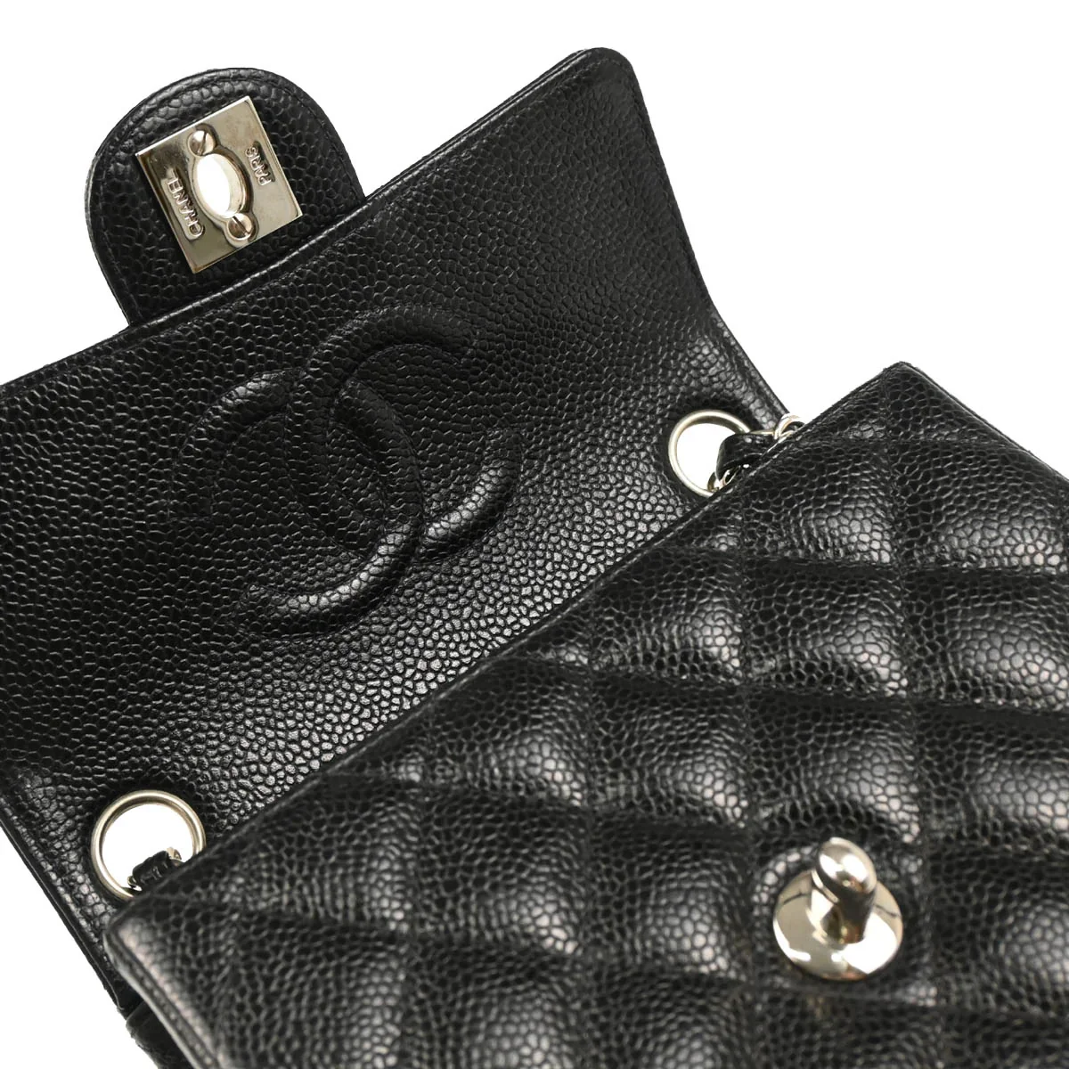 Chanel Black Caviar Mini Classic Square Flap Shoulder Bag - Image 7
