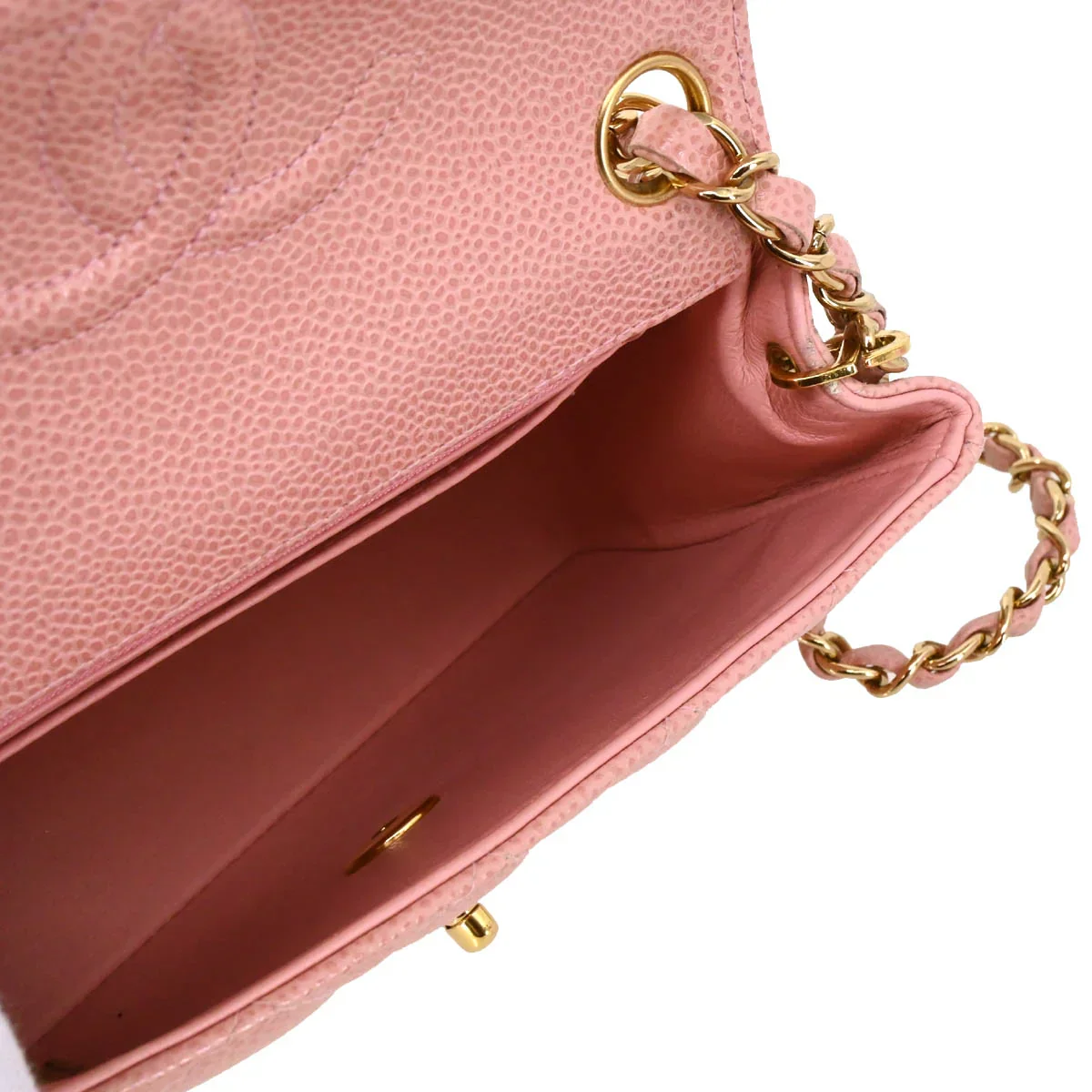 Chanel 2003-2004 Pink Caviar Mini Classic Square Flap Bag - Image 3