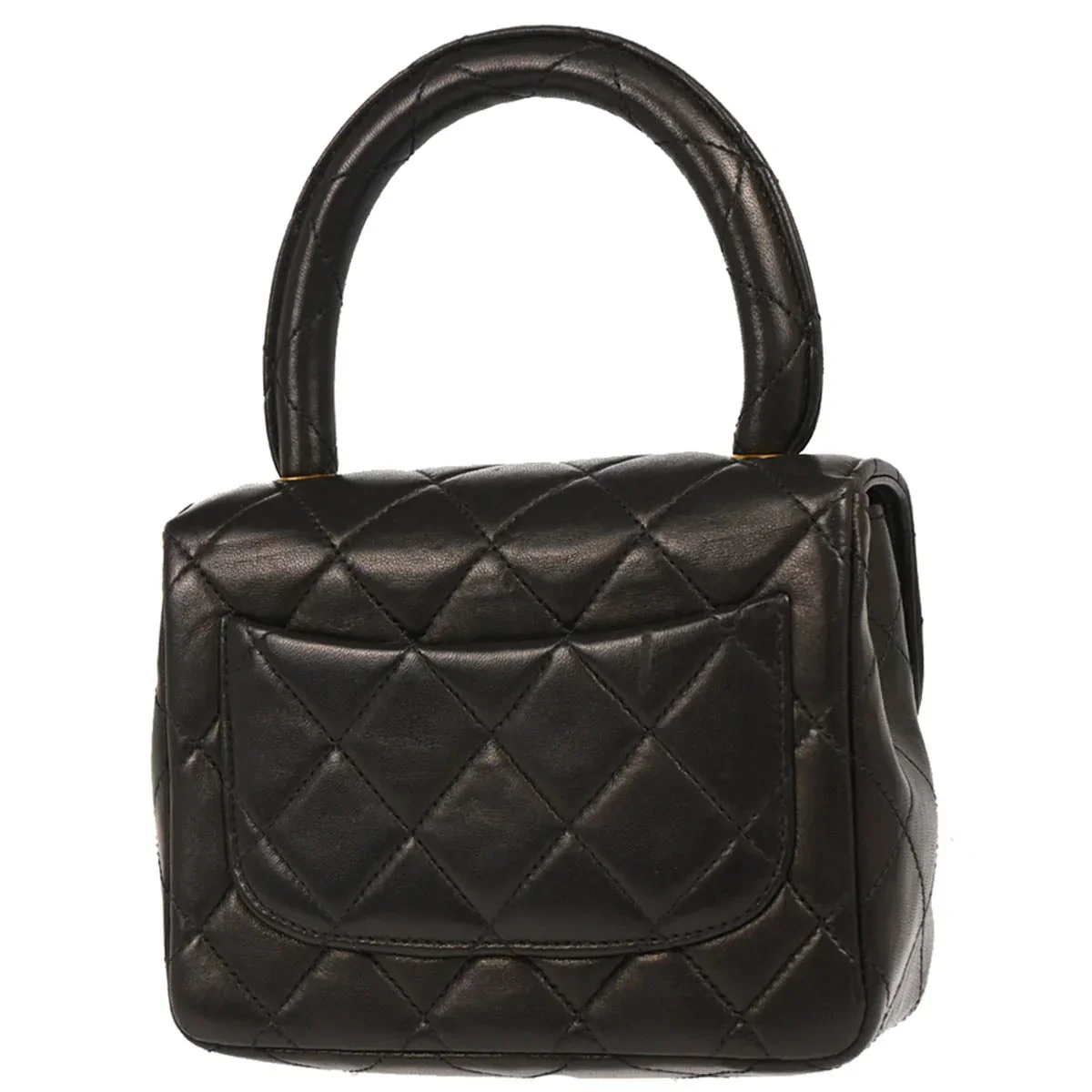 Chanel 1991-1994 Black Lambskin Micro Classic Flap Handbag - Image 2