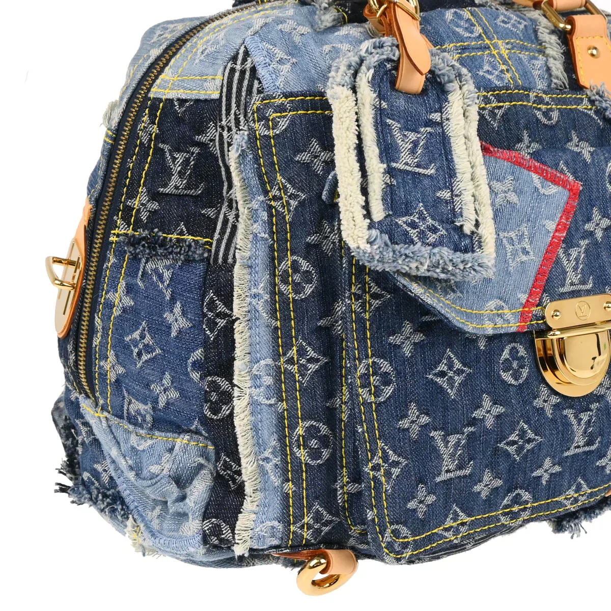 Louis Vuitton 2007 Monogram Denim Patchwork Bowly Shoulder Bag M95376 - Image 3