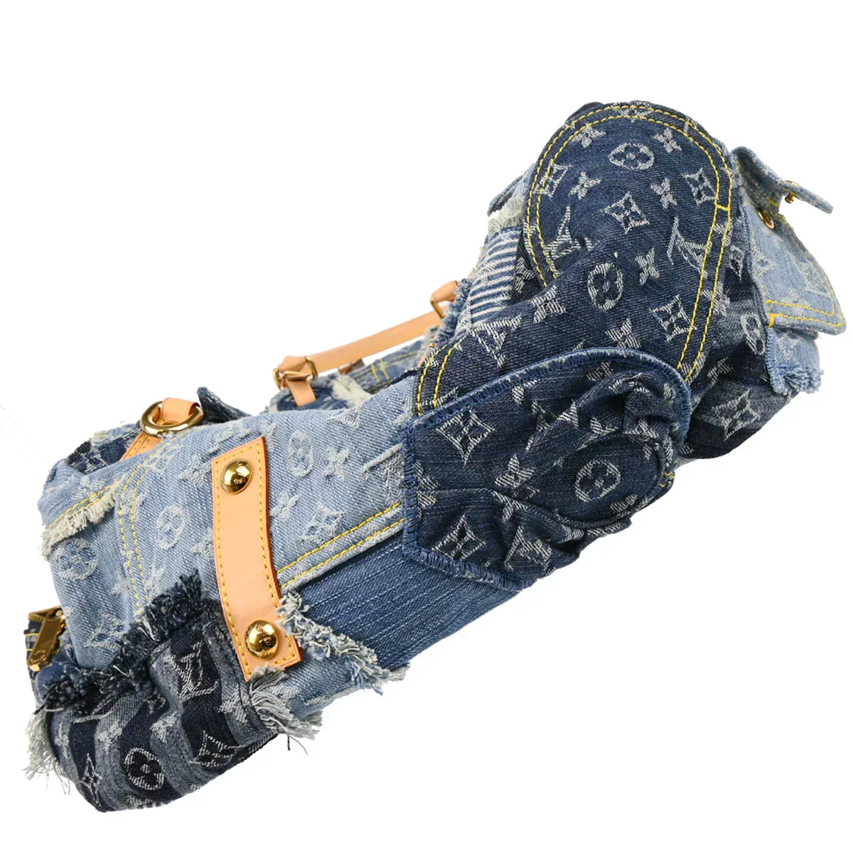 Louis Vuitton 2007 Monogram Denim Patchwork Bowly Shoulder Bag M95376 - Image 5