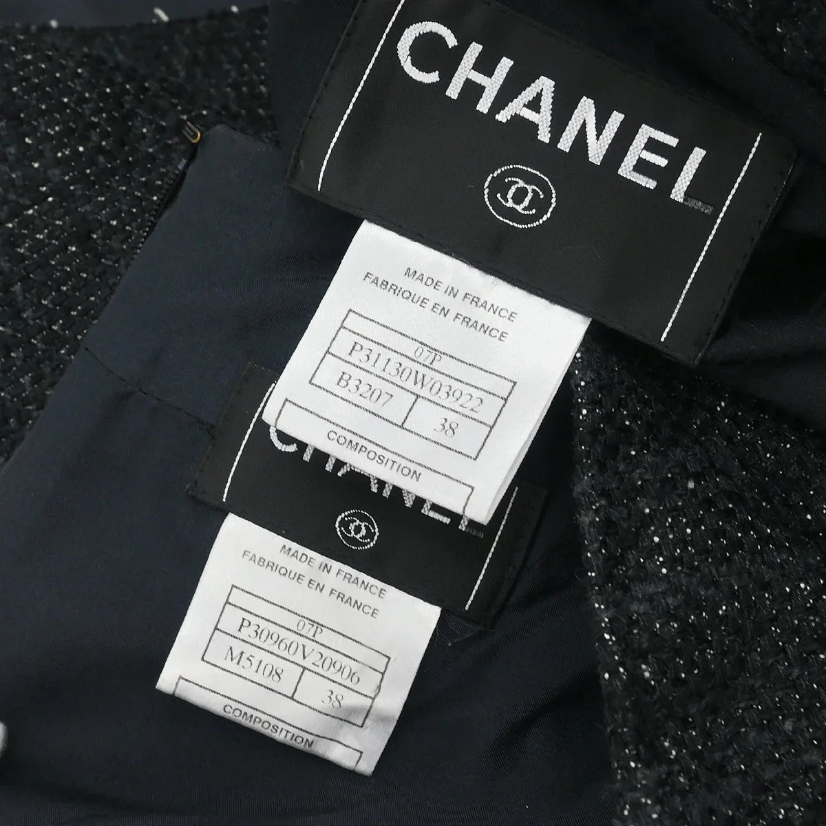 Chanel 2007 Setup Suit Jacket Skirt Black #38 - Image 10
