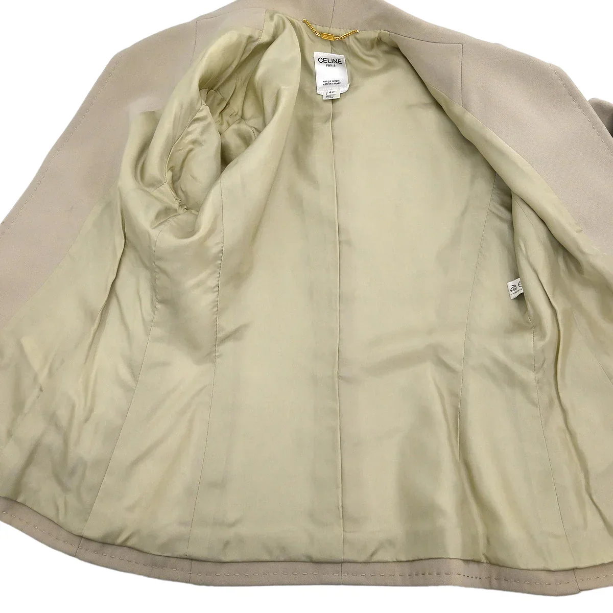 Celine Jacket Skirt Suit Set Beige #40 - Image 6