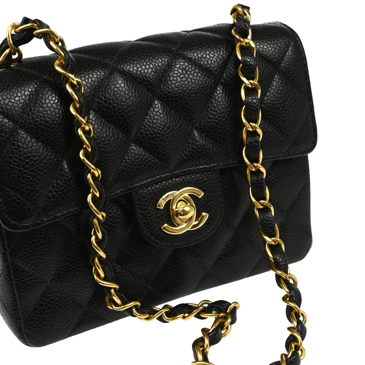 Chanel 2003-2004 Black Caviar Mini Classic Square Flap Bag 17 - Image 3