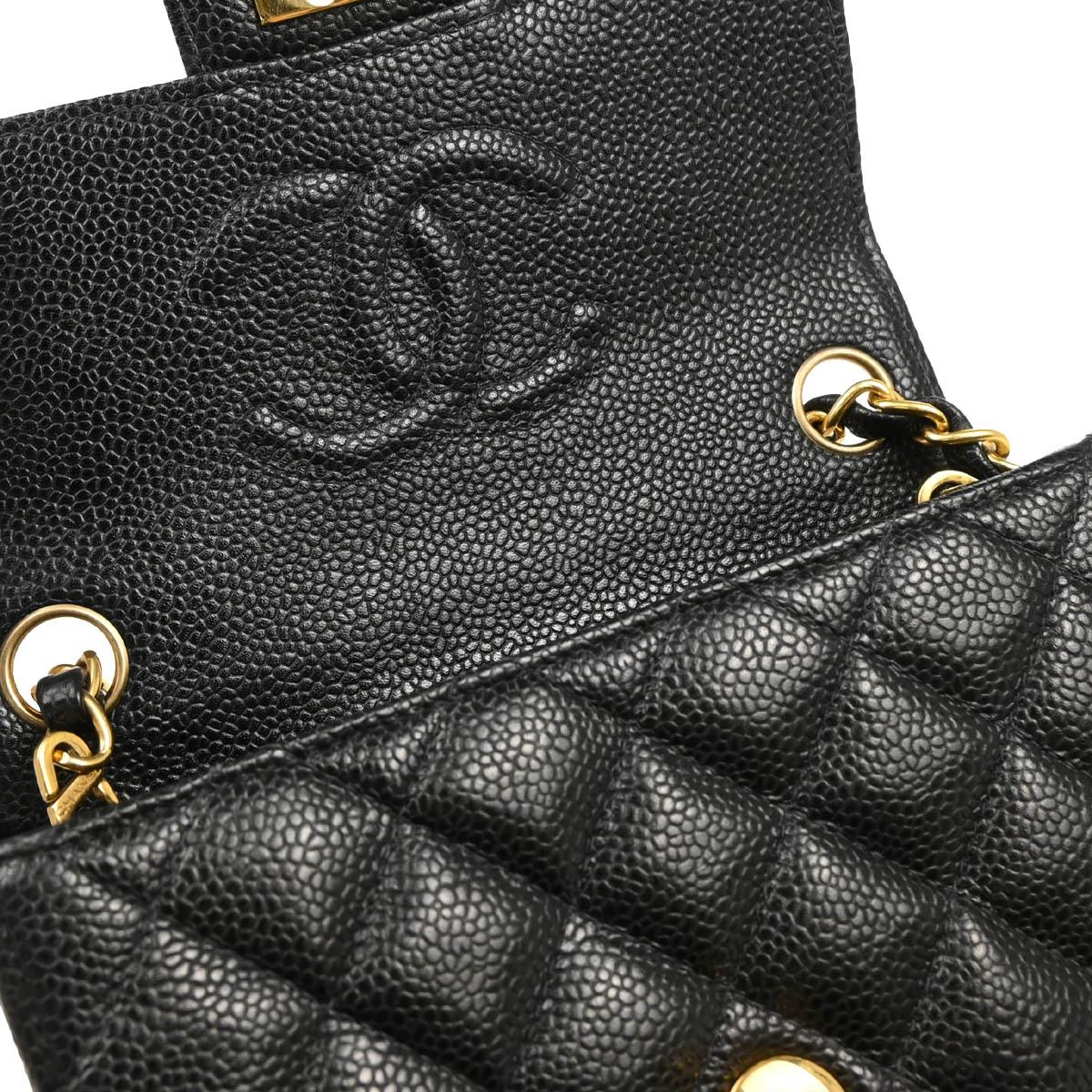 Chanel 2003-2004 Black Caviar Mini Classic Square Flap Bag 17 - Image 8