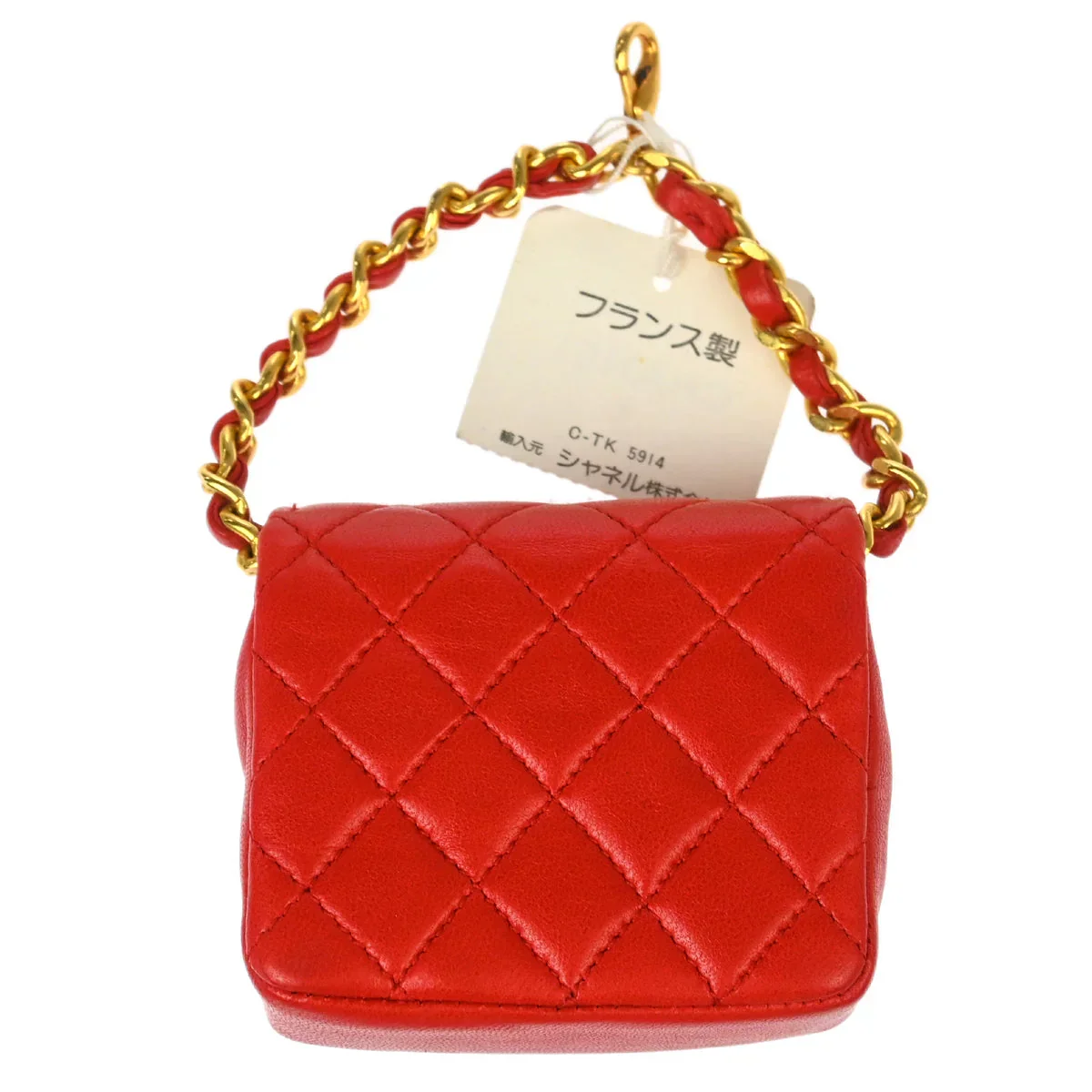 Chanel Red Lambskin Classic Flap Micro Bag - Image 2