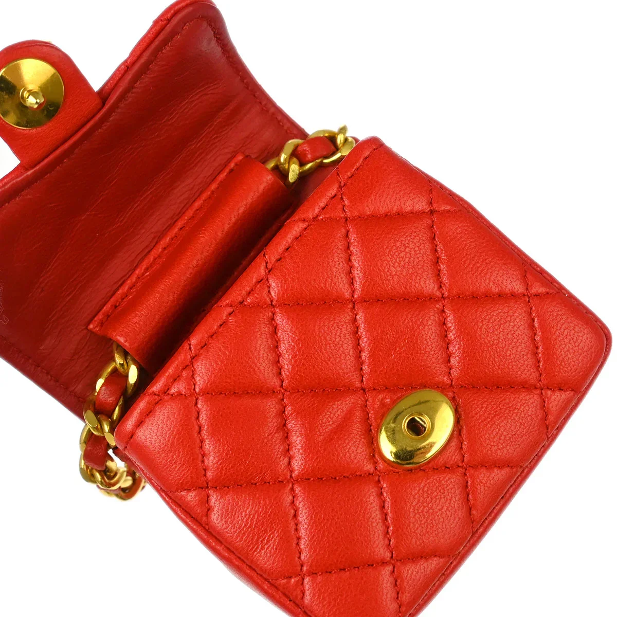 Chanel Red Lambskin Classic Flap Micro Bag - Image 7