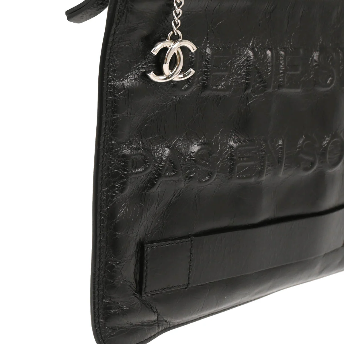 Chanel 2014-2015 Black Calfskin Je Ne Suis Pas En Solde Pouch Clutch Bag - Image 3