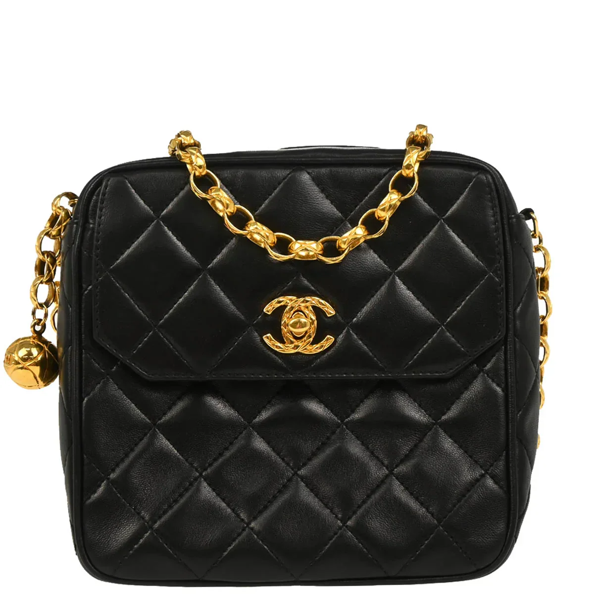 Chanel 1991-1994 Black Lambskin Camera Bag Mini