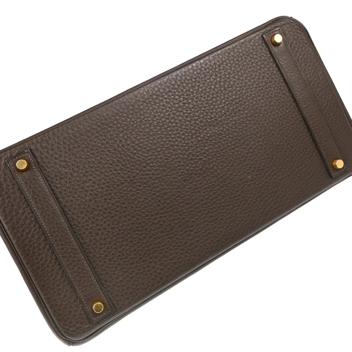 Hermes Chocolat Taurillon Clemence Birkin 40 Handbag - Image 5