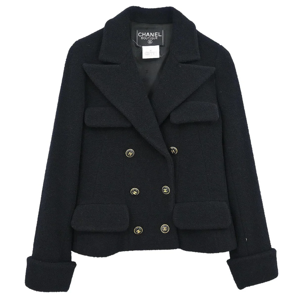Chanel 1995 Double Breasted Jacket Black #34