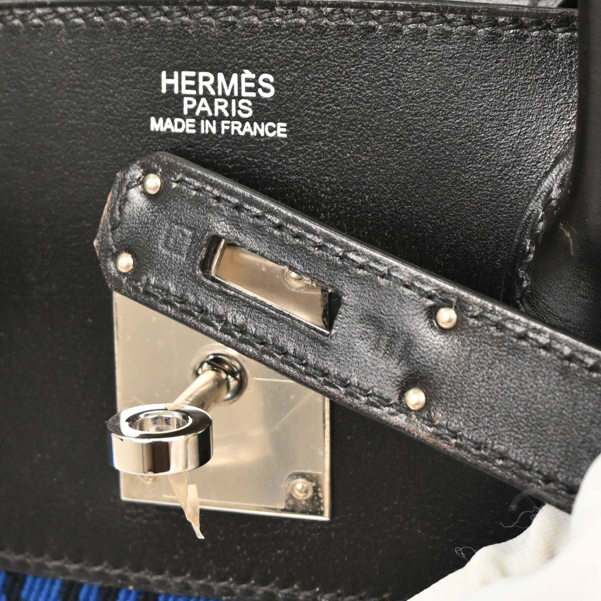 Hermes Blue Black Toile Potamus Boxcalf Birkin 30 Handbag - Image 10