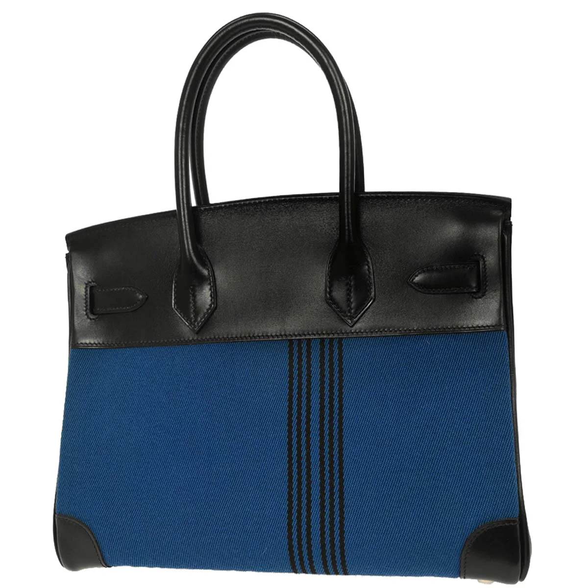 Hermes Blue Black Toile Potamus Boxcalf Birkin 30 Handbag - Image 2