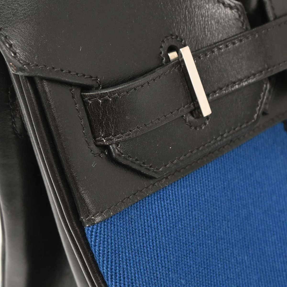 Hermes Blue Black Toile Potamus Boxcalf Birkin 30 Handbag - Image 6