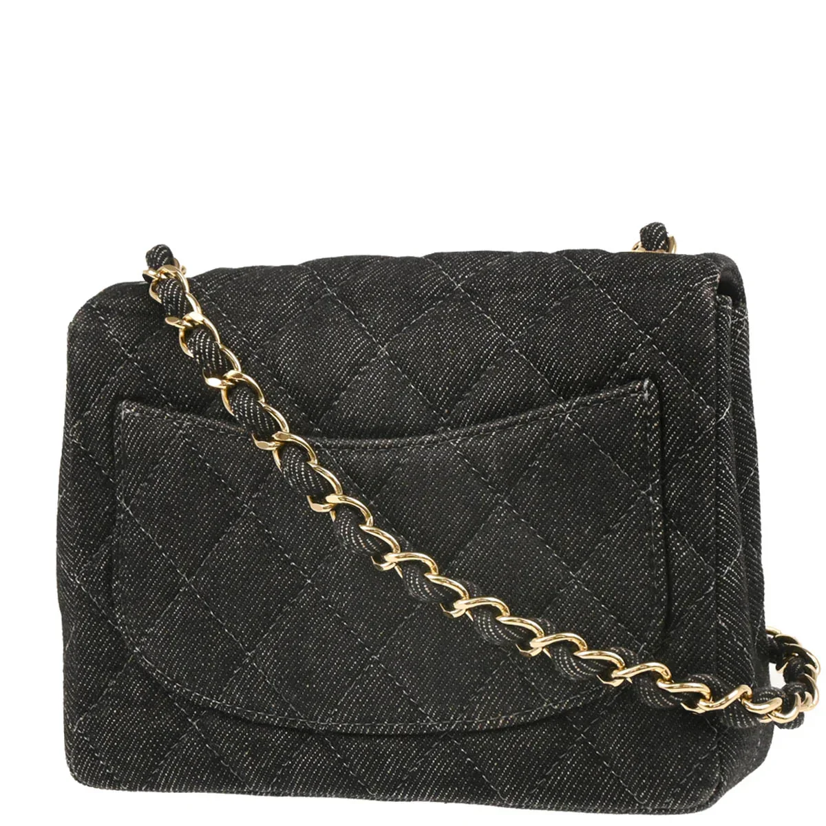 Chanel 1997-1999 Black Denim Mini Classic Square Flap Bag 17 - Image 2