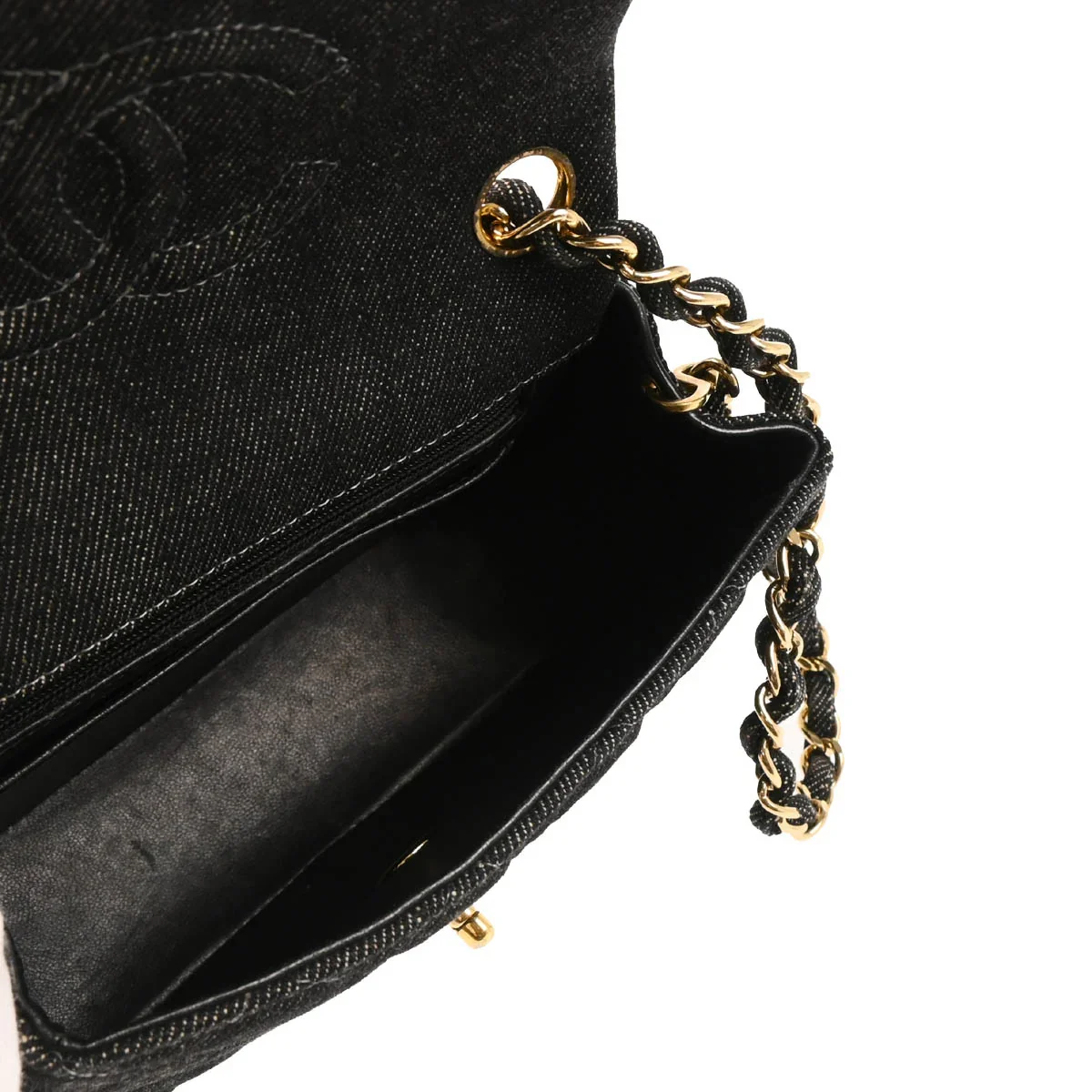 Chanel 1997-1999 Black Denim Mini Classic Square Flap Bag 17 - Image 4