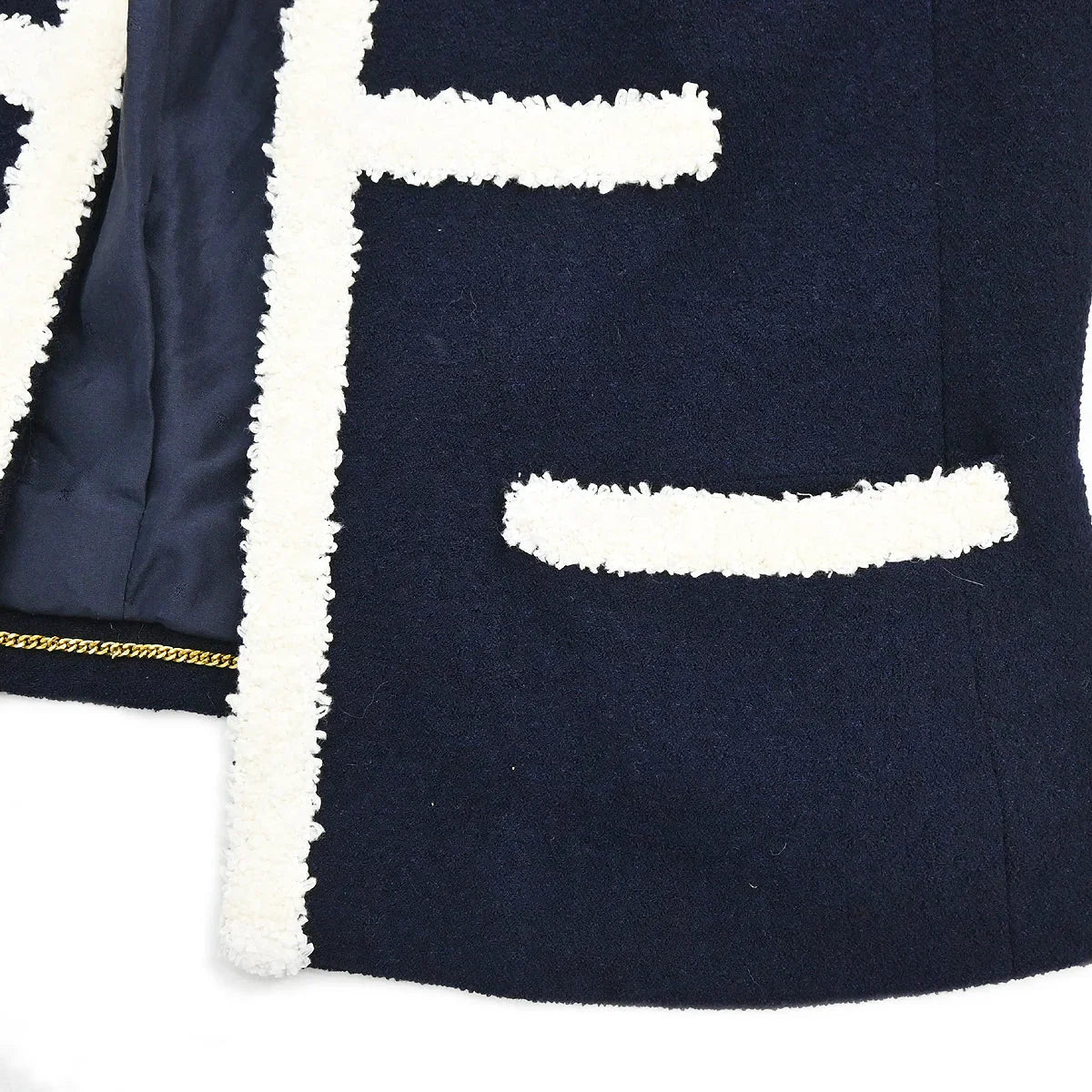 Chanel Collarless Jacket Navy #44 - Image 3