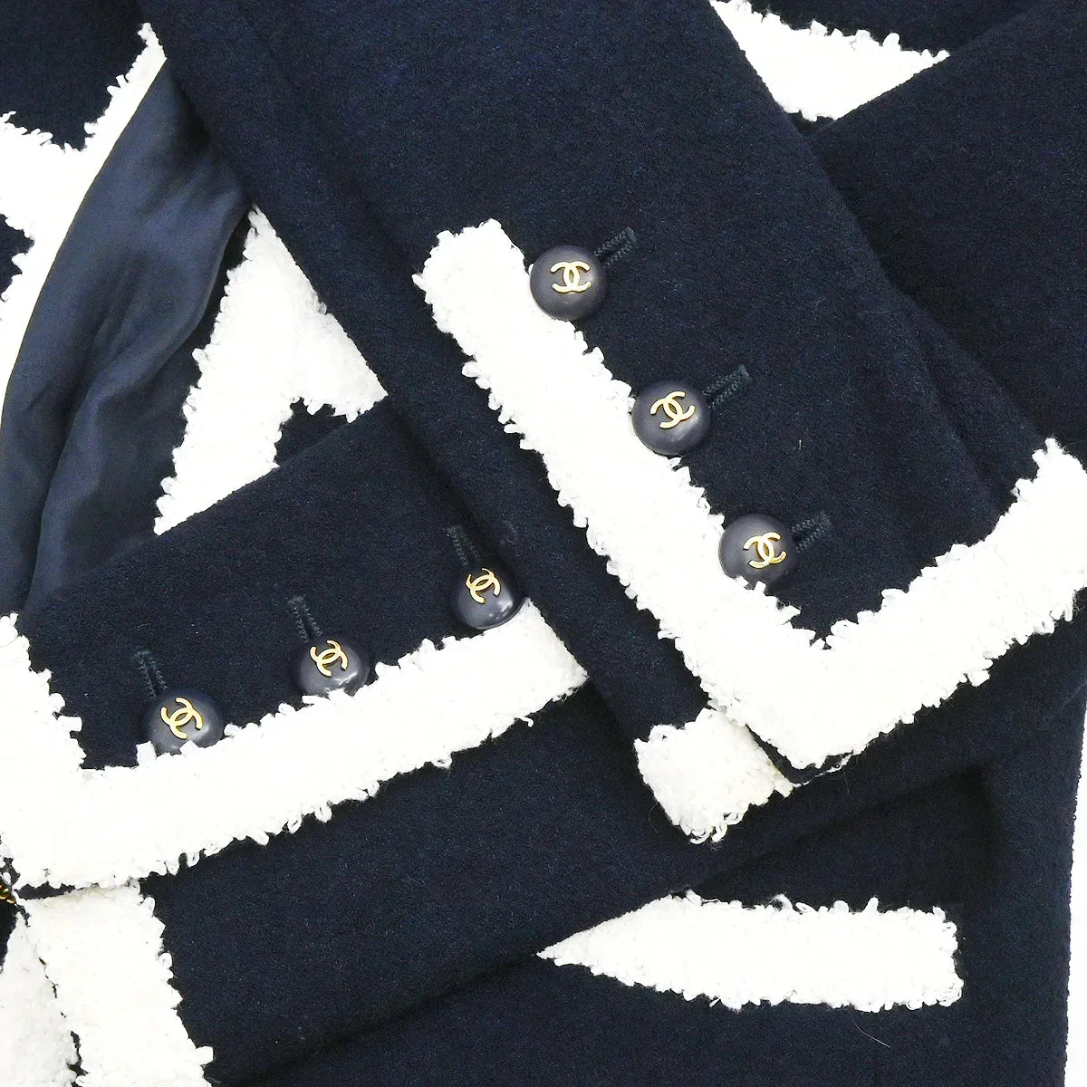 Chanel Collarless Jacket Navy #44 - Image 4