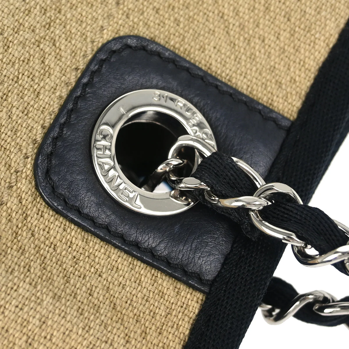 Chanel 2012 Beige Canvas Mini Deauville Shoulder Tote Bag - Image 6