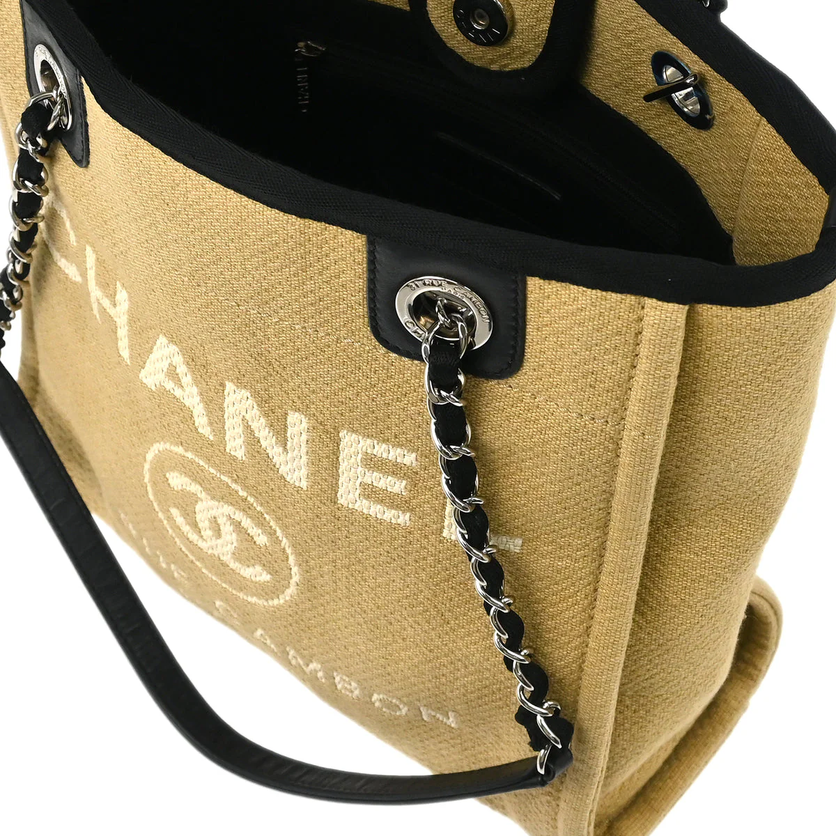 Chanel 2012 Beige Canvas Mini Deauville Shoulder Tote Bag - Image 7