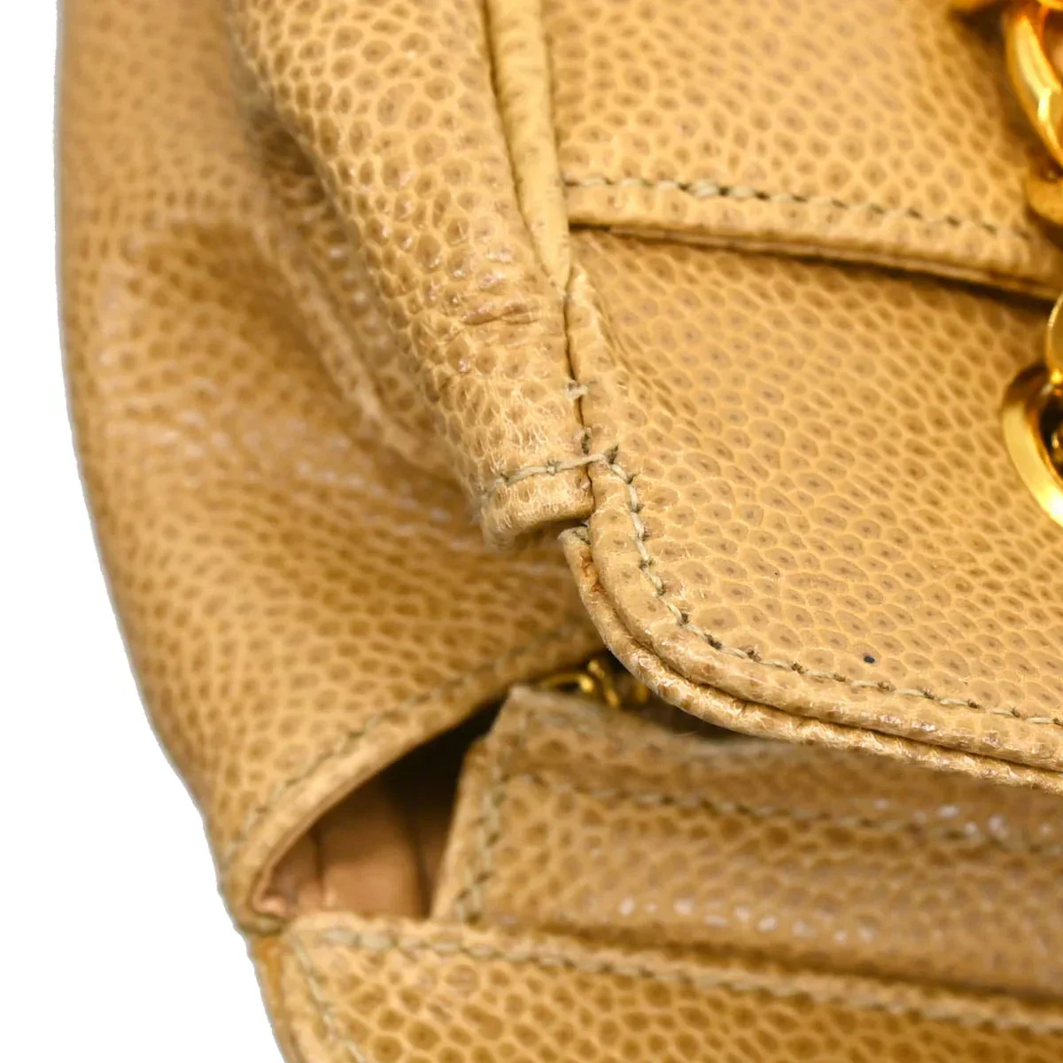 Chanel 1994-1996 Beige Caviar Triple CC Shoulder Tote Bag - Image 11