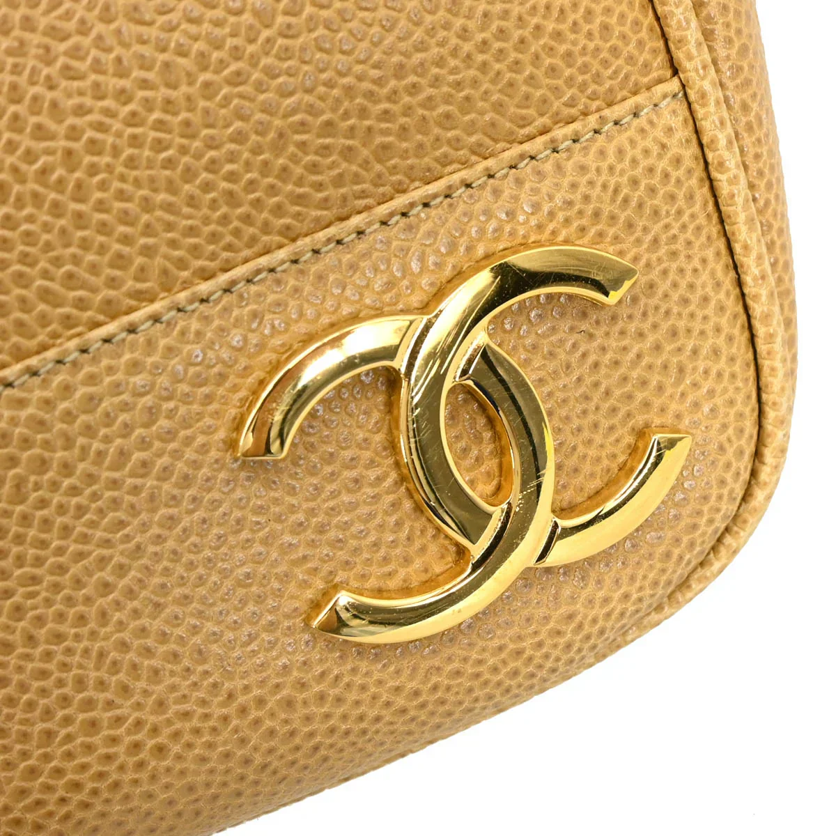 Chanel 1994-1996 Beige Caviar Triple CC Shoulder Tote Bag - Image 6